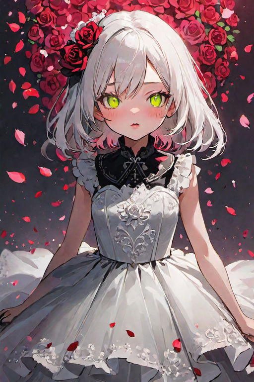 Anime girl with short messy white hair