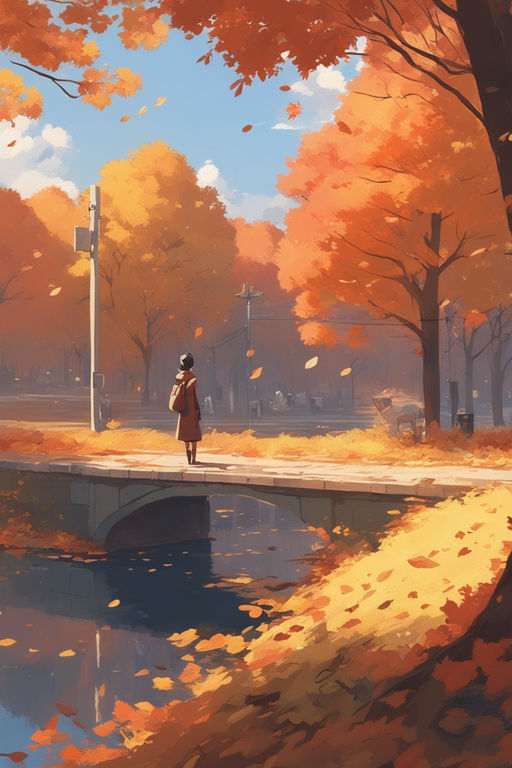 HD desktop wallpaper: Anime, Fall, River, Original download free picture  #966274