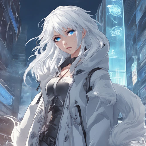 anime guy with white hair and blue eyes