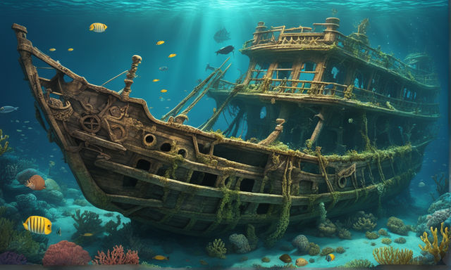 underwater pirate shipwreck painting