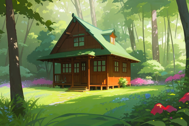 Dreamcore-like picture: a quaint house nestled in an expansive