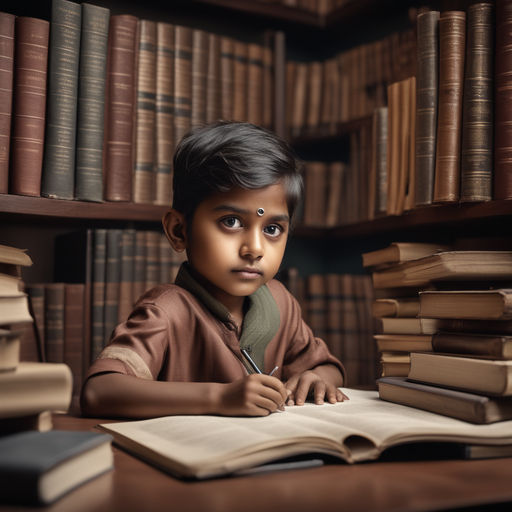 indian kid reading a book