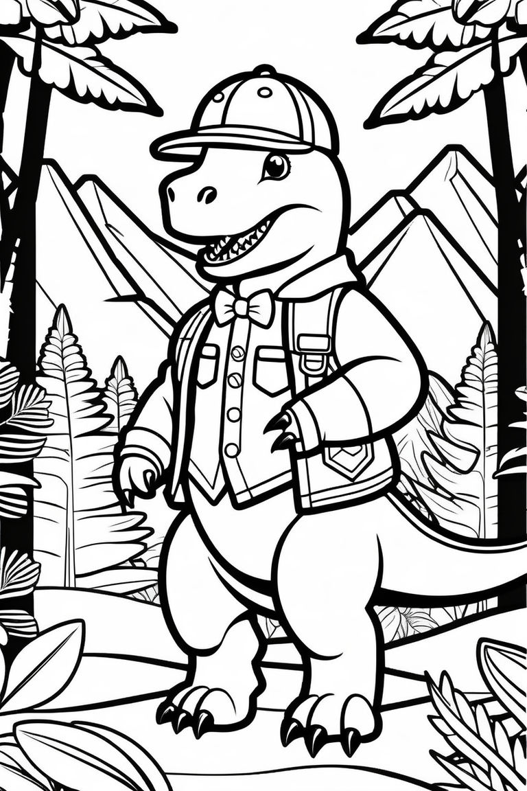 Cute Dinosaur Coloring Pages for Kids Ages 8-12 