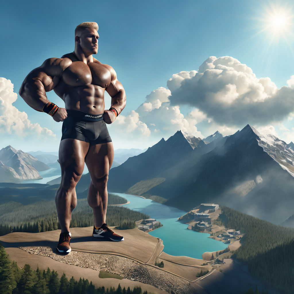 Colossal sized gigantic height heavily built young muscular female  bodybuilder huge arm wrist bicep thigh legs blonde hair carrying small boy  - Playground