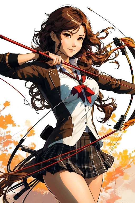 anime girl with a bow and arrow