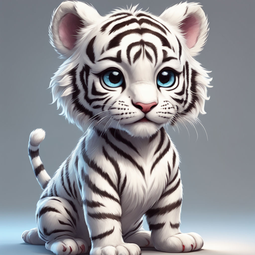 cute cartoon baby white tiger