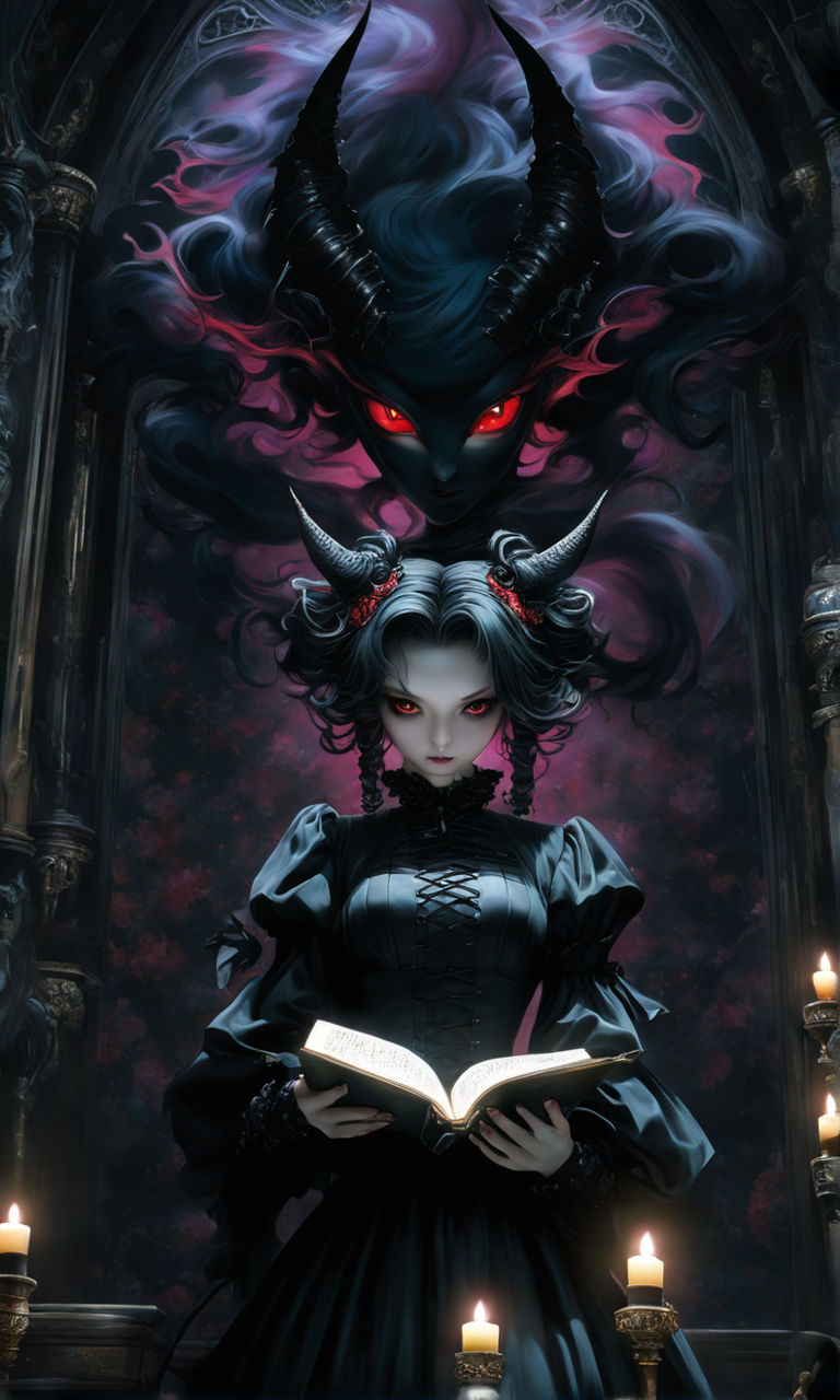 A highly detailed and hyper realistic art of a voluptuous demon girl -  Playground