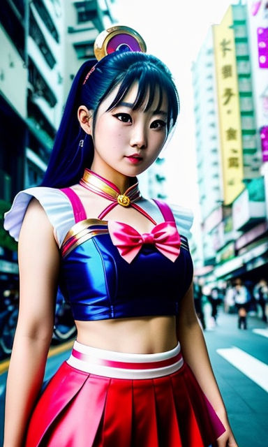 Japanese Girls Cosplay of Sailor Moon in the streets of Harajuku in Tokyo  - Playground