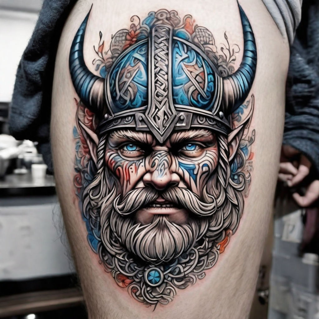 Sketch Odin Face With Smoke Out Of Eye Tattoo Idea - BlackInk AI