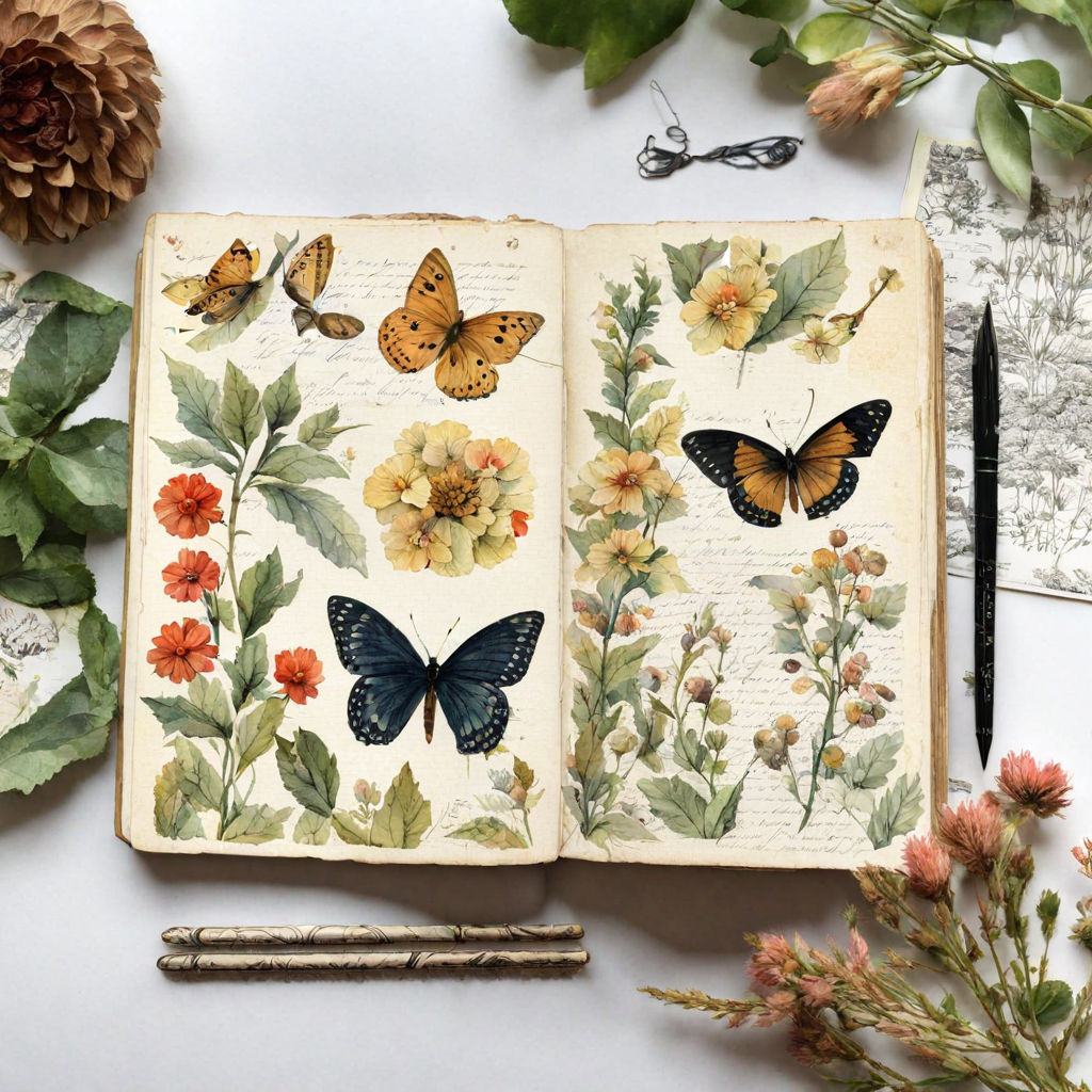 Butterfly Junk Journals & Printable Scrapbooking Ephemera Kit