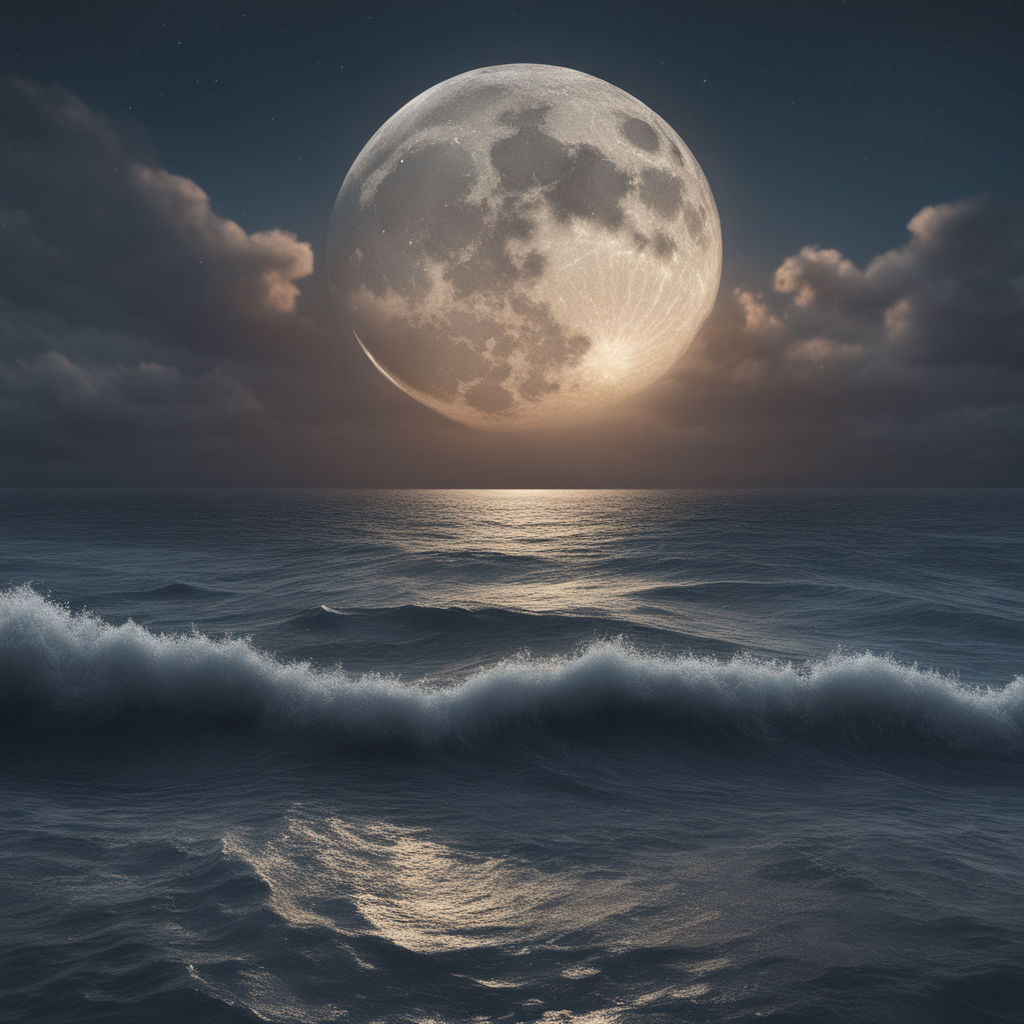 Prompt: Large crescent moon coming up over the horizon the ocean at night. , trending on artstation, sharp focus, studio photo, intricate details, highly detailed, by greg rutkowski