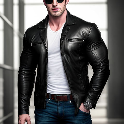 Best Leather Pornstar - hairy Chris Evans as pornstar wearing leather biker jacket\