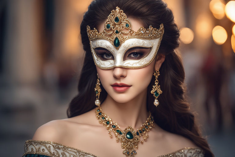 Beautiful female wearing a venetian mask - Playground