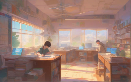 Lexica - School classroom,artstation, ghibli studio,4k, sharp , anime style