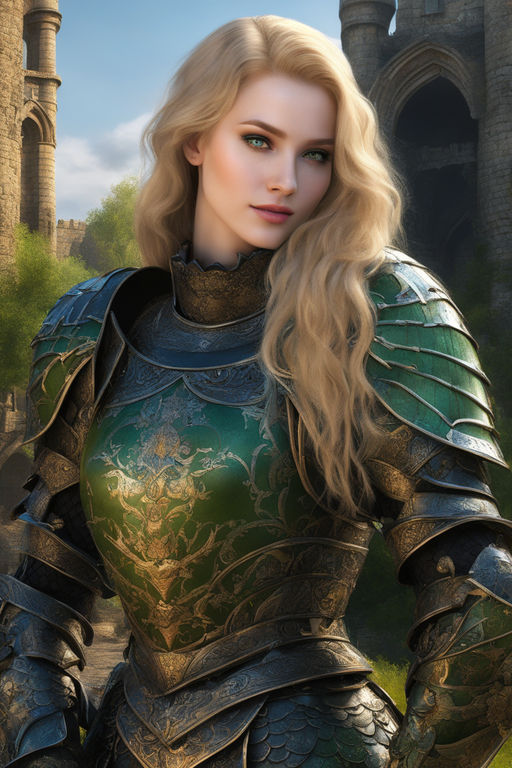 photo of a young female knight with giant boobs, game of thrones 