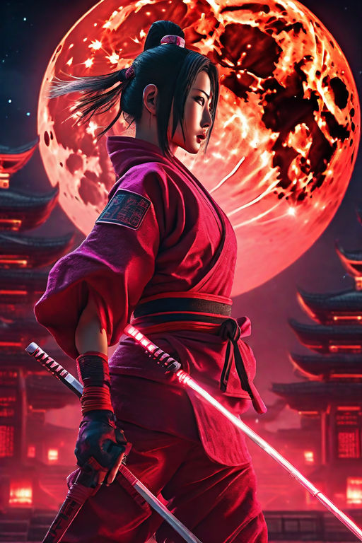 Sarada Uchiha, female, red outfit, tight, kunoichi, Midjourney