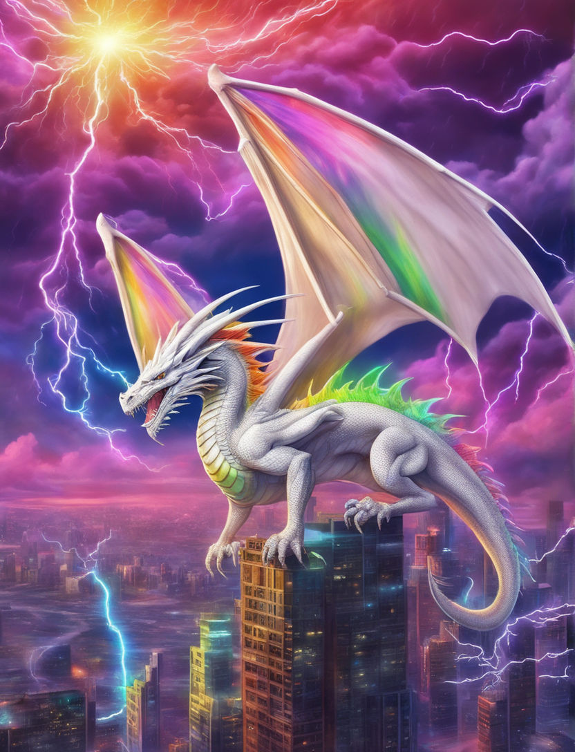 big rainbow dragon background wallpaper