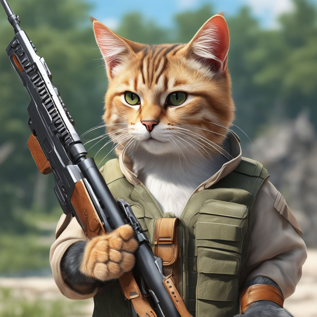 cat with sniper rifle