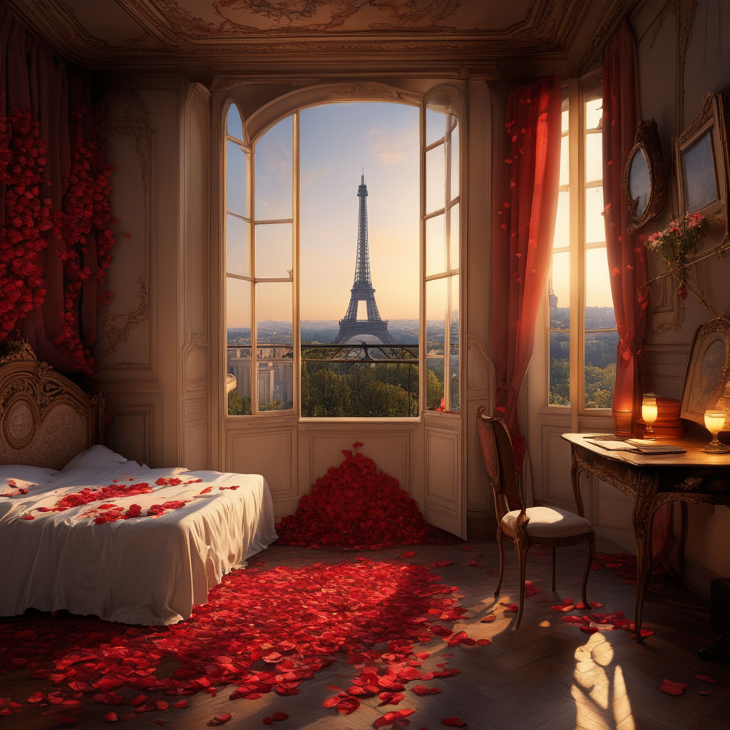 Rose Petals on the Bed.