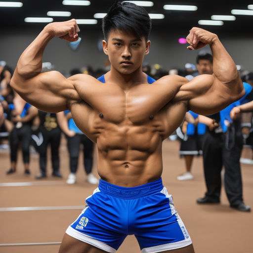 MAASTRICHT, THE NETHERLANDS - OCTOBER 25, 2015: Male Bodybuilder Elias  Bogane Flexes His Muscles And Shows His Best Physique In A Most Muscular  Pose On Stage At The World Grandprix Bodybuilding And