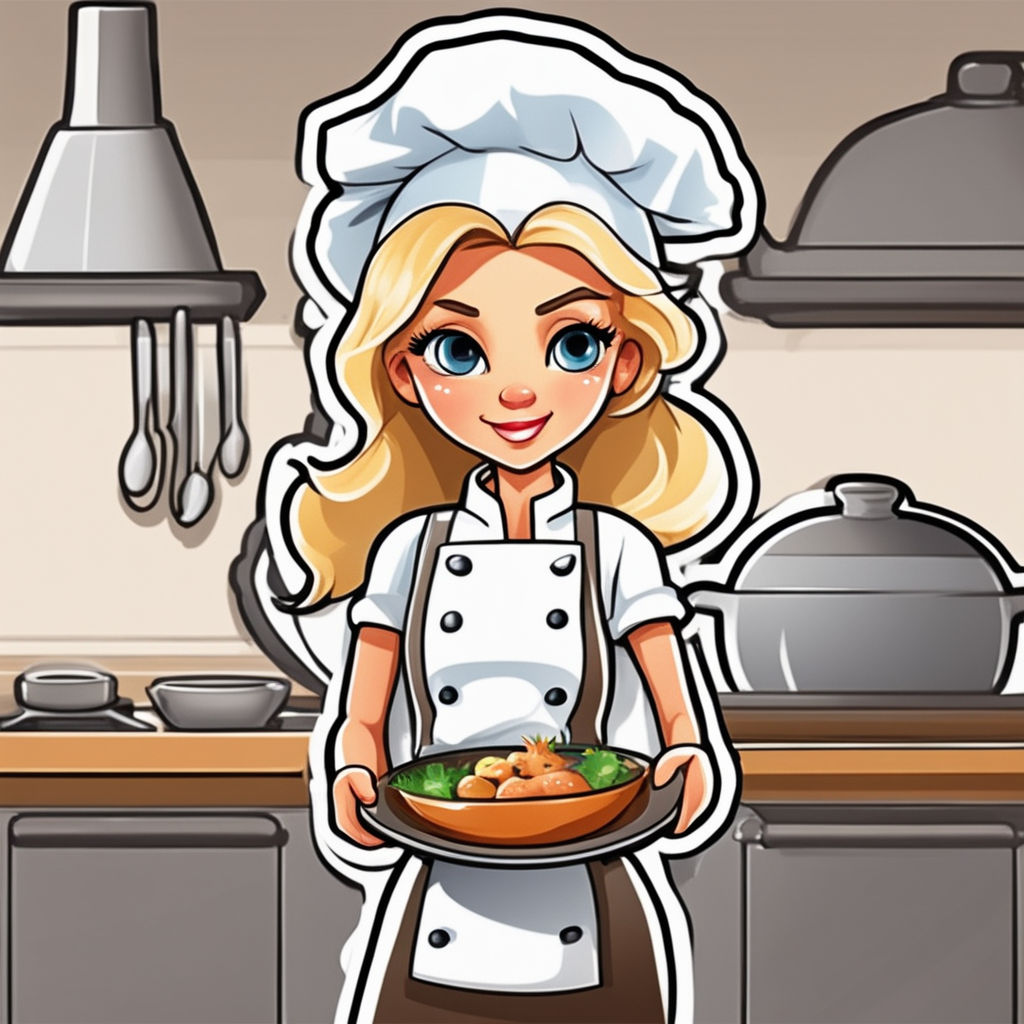 blonde female chef cartoon