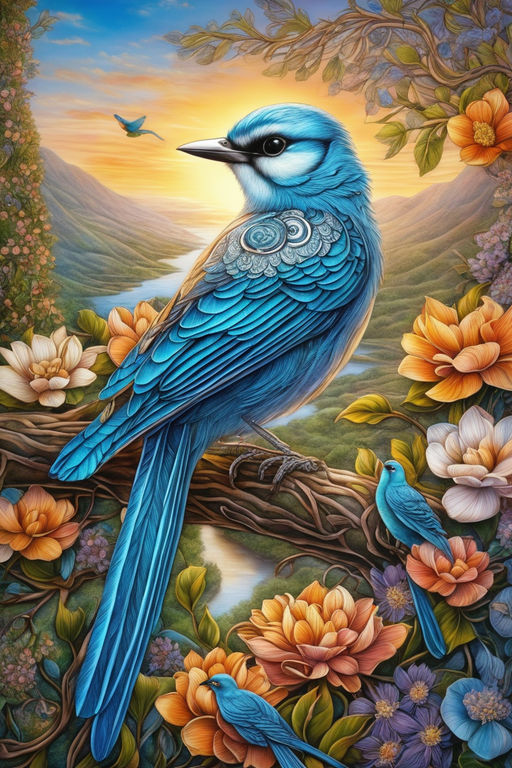 Cardinal And Blue Jay Birds On Branch - 5D Diamond Painting -   %