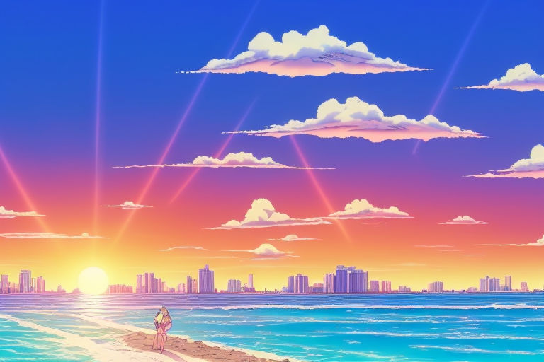 Lexica - Anime beach in the night lofi music