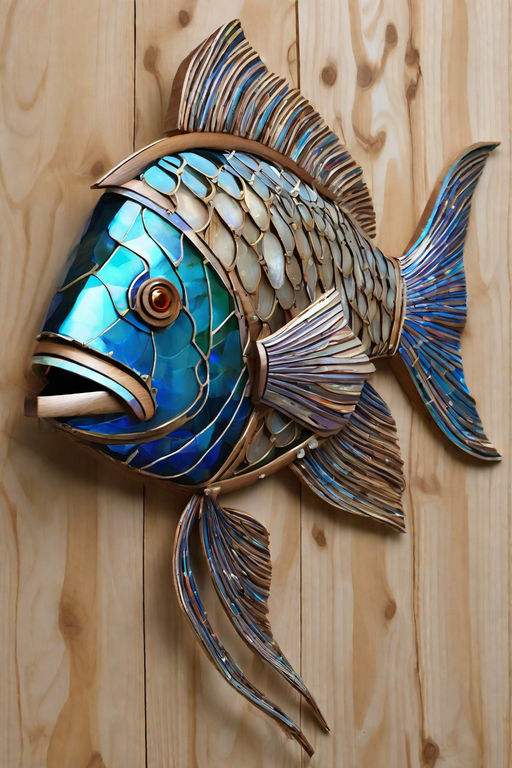 Art Metal Sculpture Angler Fish. Steampunk Predatory Fish Figurine.  Statuette Metal Angler Fish. Art Recycled Metal Fish Steampunk. 