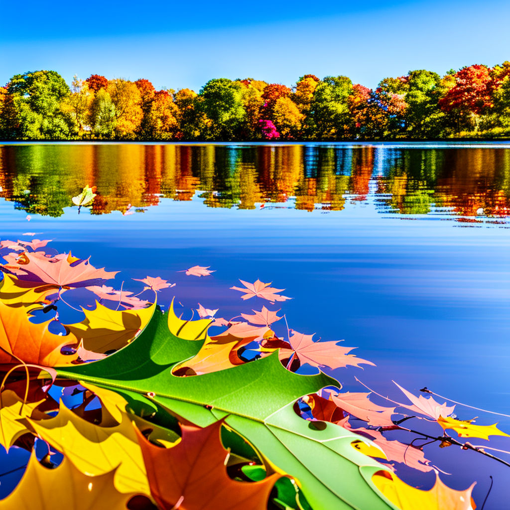 Vibrant Autumn Leaves Reflecting on Calm Waters