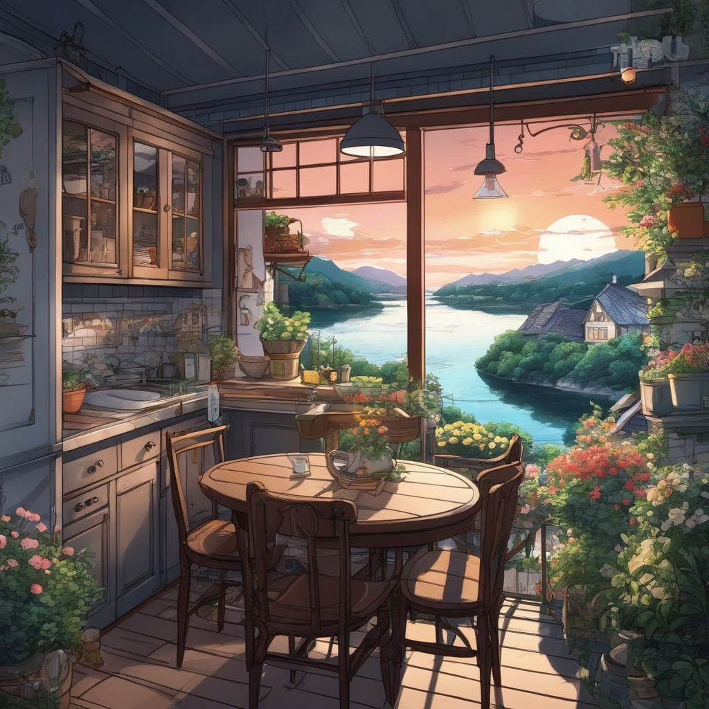 Building interior digital art, anime, artwork, building, plants HD  wallpaper | Wallpaper Flare