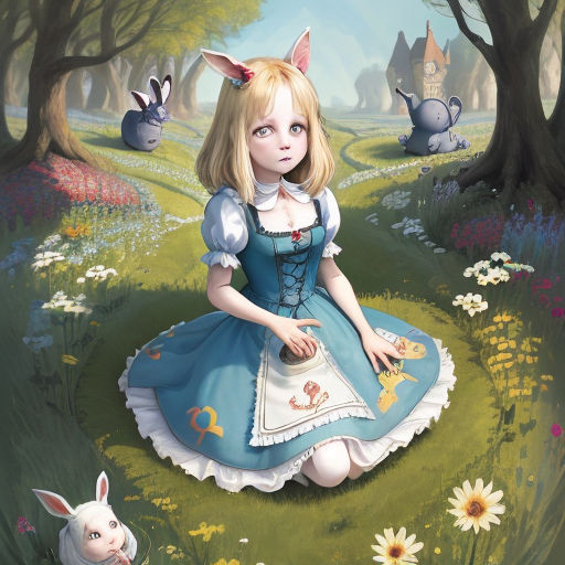 Meditating Meow Alice, Alice in Wonderland