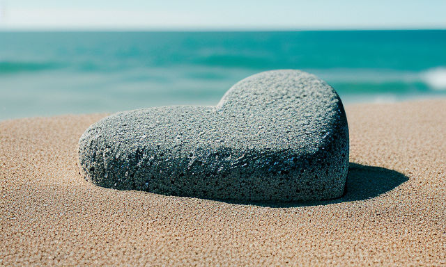 granite heart shaped beach stone