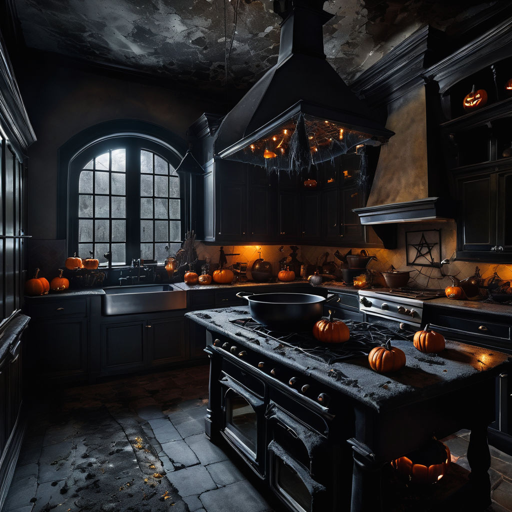 Editorial photography of kitchen interior in the style of Gothic