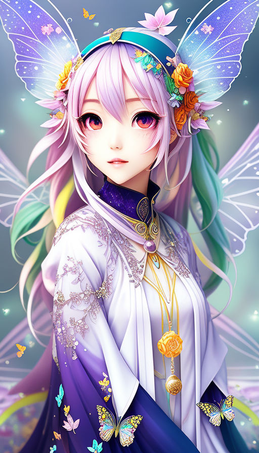 cute alien fairy girl with white long hair  Playground AI