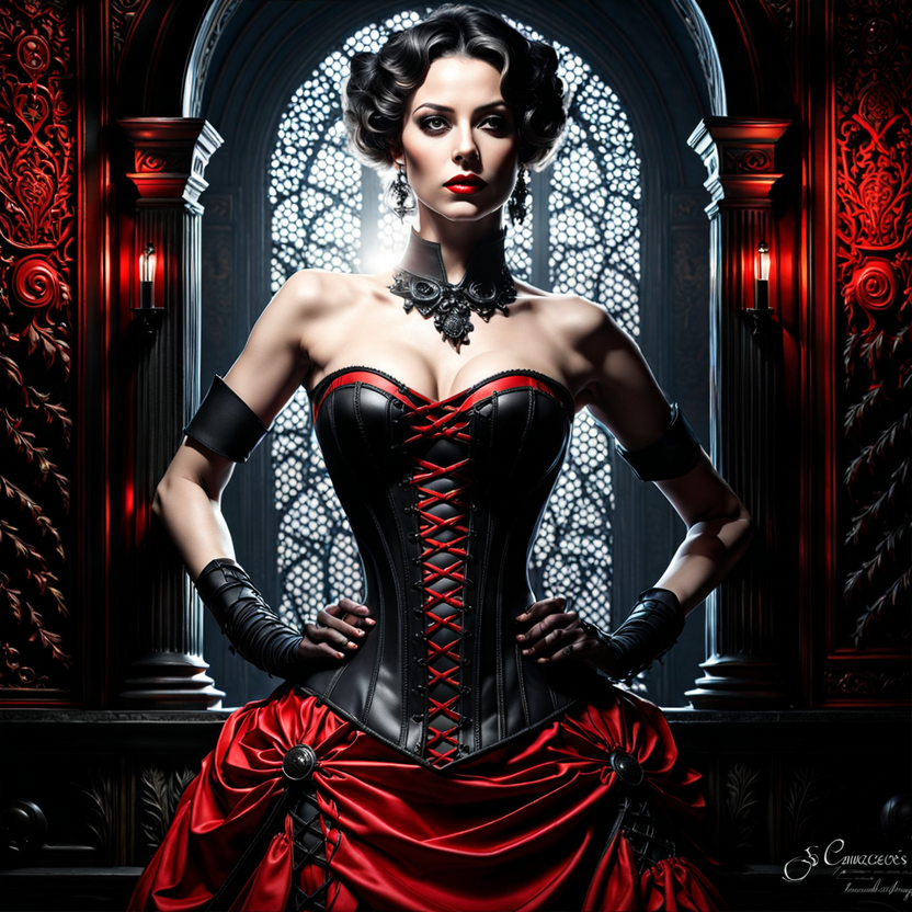 red elegant gothic corset - Playground