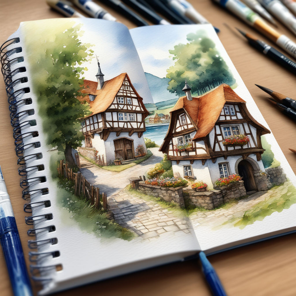 3d drawing watercolor