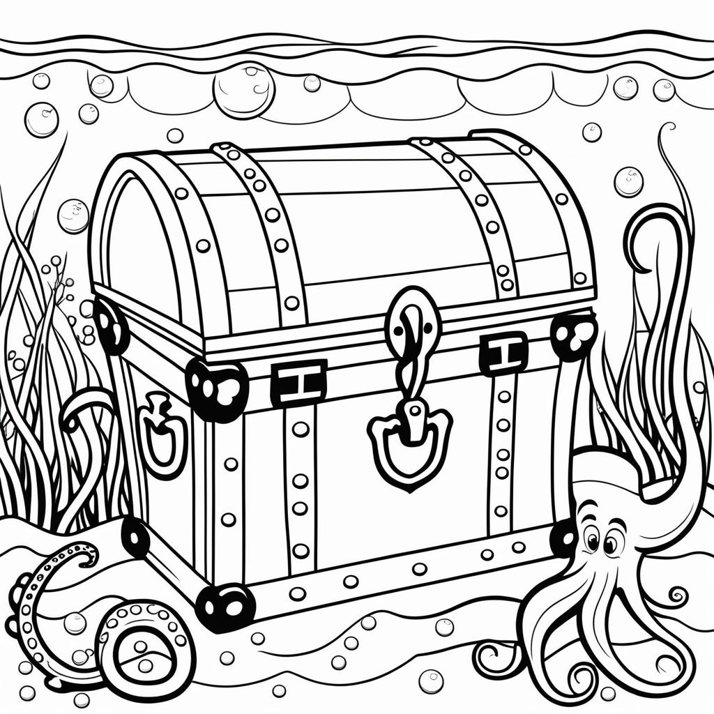 underwater treasure chest coloring page