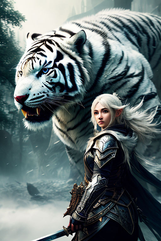 anime white tiger girl