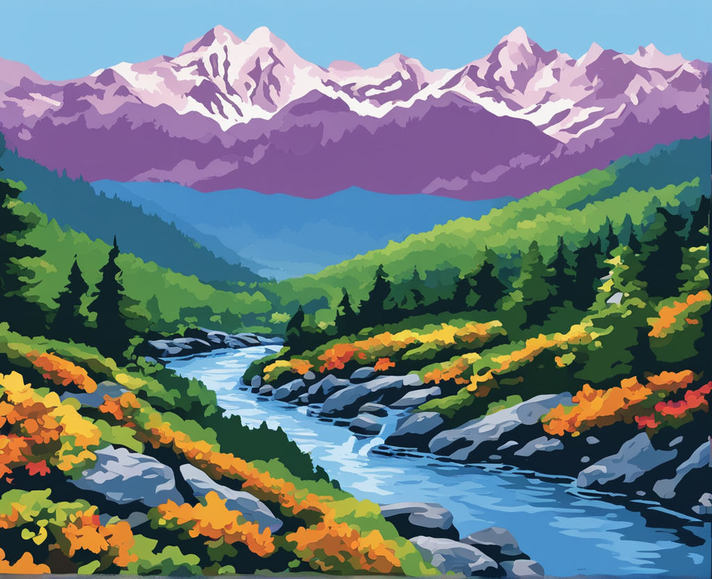 Premium Vector | Beautiful sketch of mountain river and trees