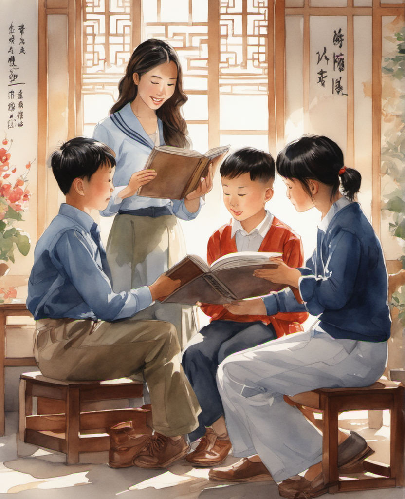 chinese family reading bible