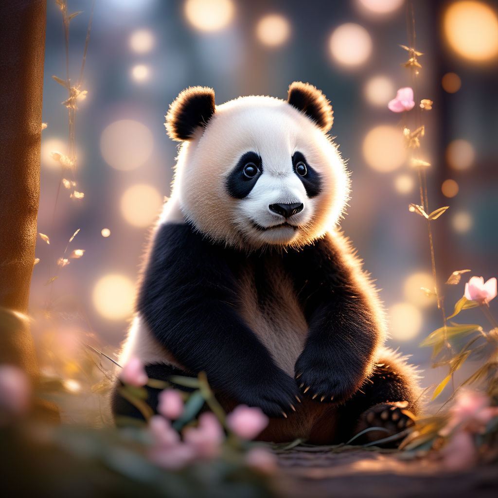 Qizai Panda Plush: Realistic 16 Brown Panda Stuffed Animal