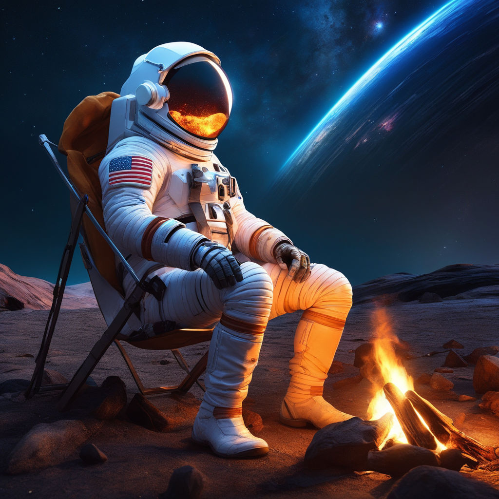 astronaut chilling on the moon