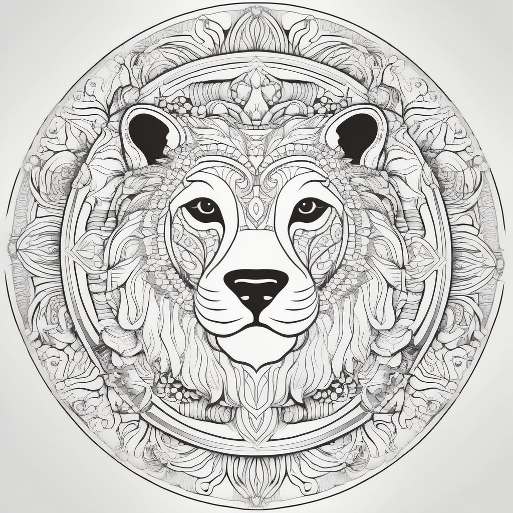 Line drawing of lion standing on Craiyon