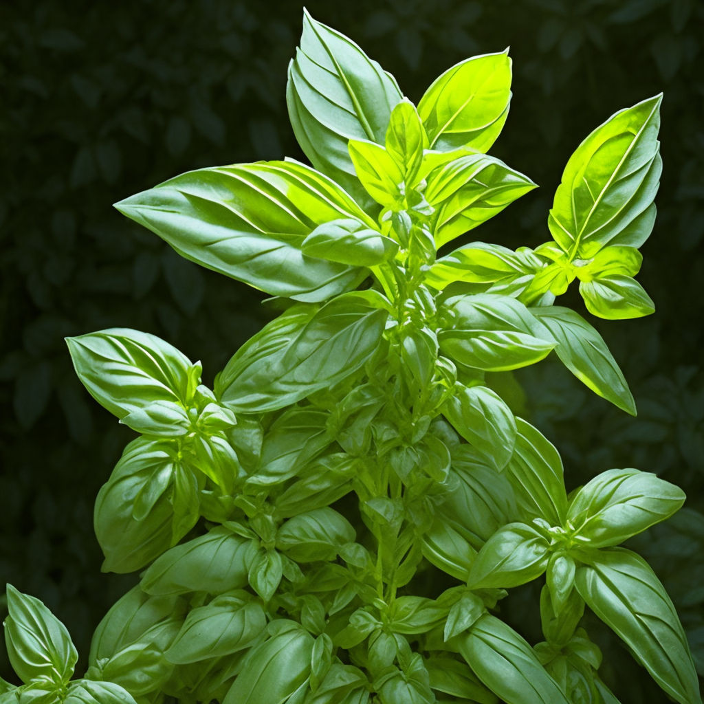 basil leaves delicately strewn