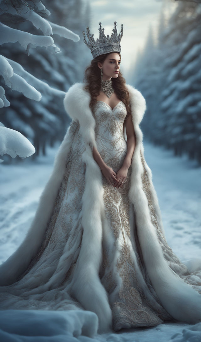 Snow Queen in beautiful long dress - Playground