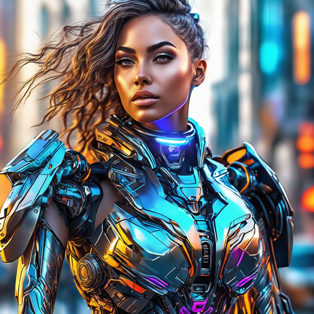 OpenDream - cyberpunk anime girl with futuristic armor covering her face