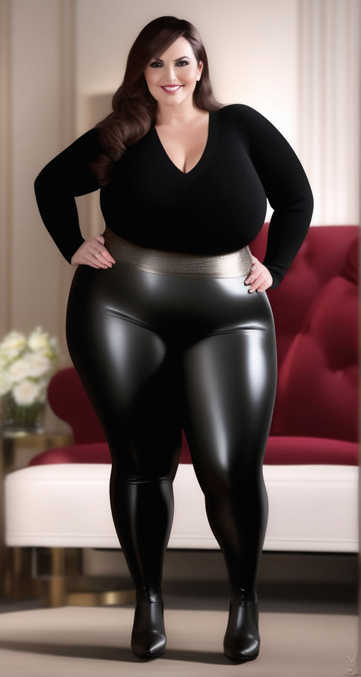 she wears tight black leggings with subtle scale patterns - Playground