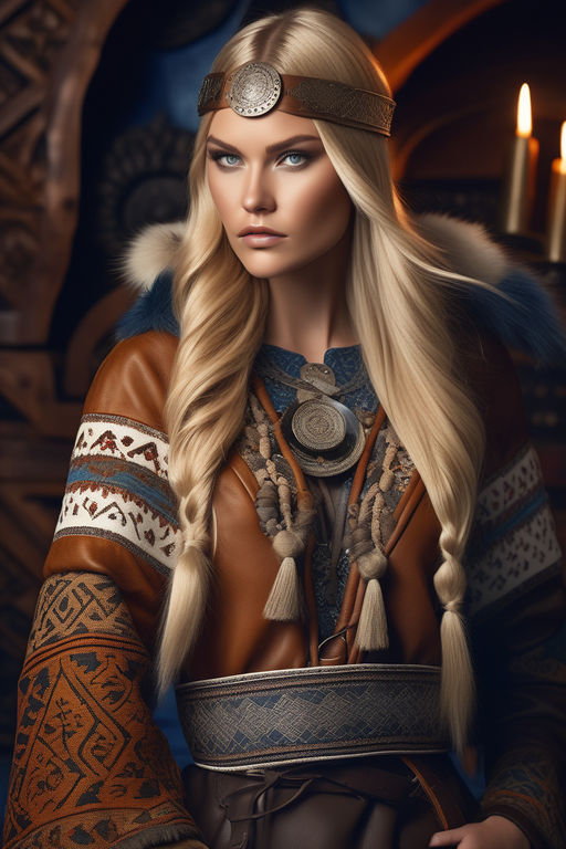 american shot!! of scandinavian top model blonde Valkyrie Goddess