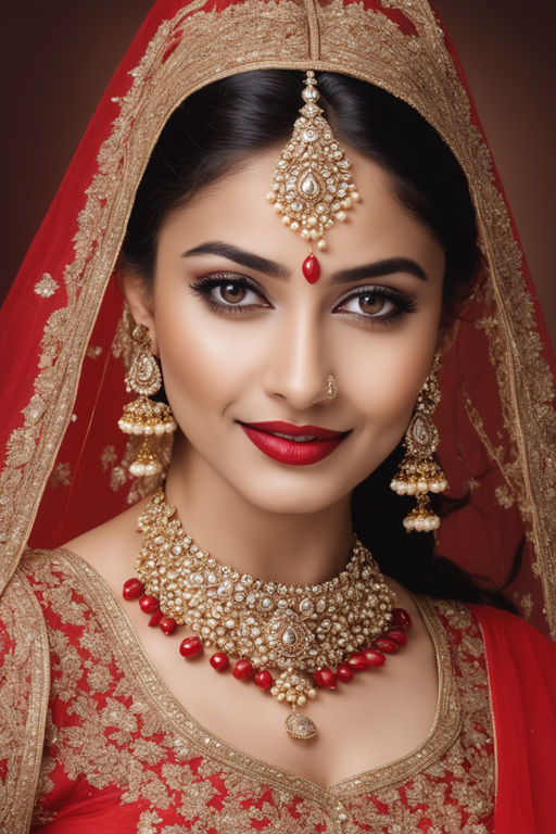 Photo of Brown smokey eyes makeup with red lehenga