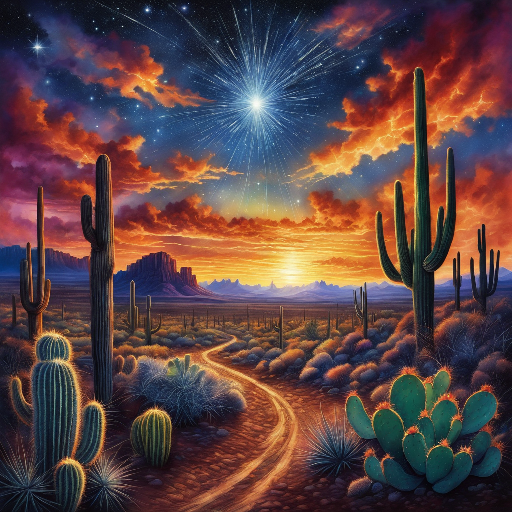 Desert Cactus & Bird Diamond Painting - Sunset Scenery Diamond Art